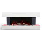 Freestanding Electric Fireplace 50 Inch — Contemporary Wall Mounted Mantel, White, WiFi Smart Control