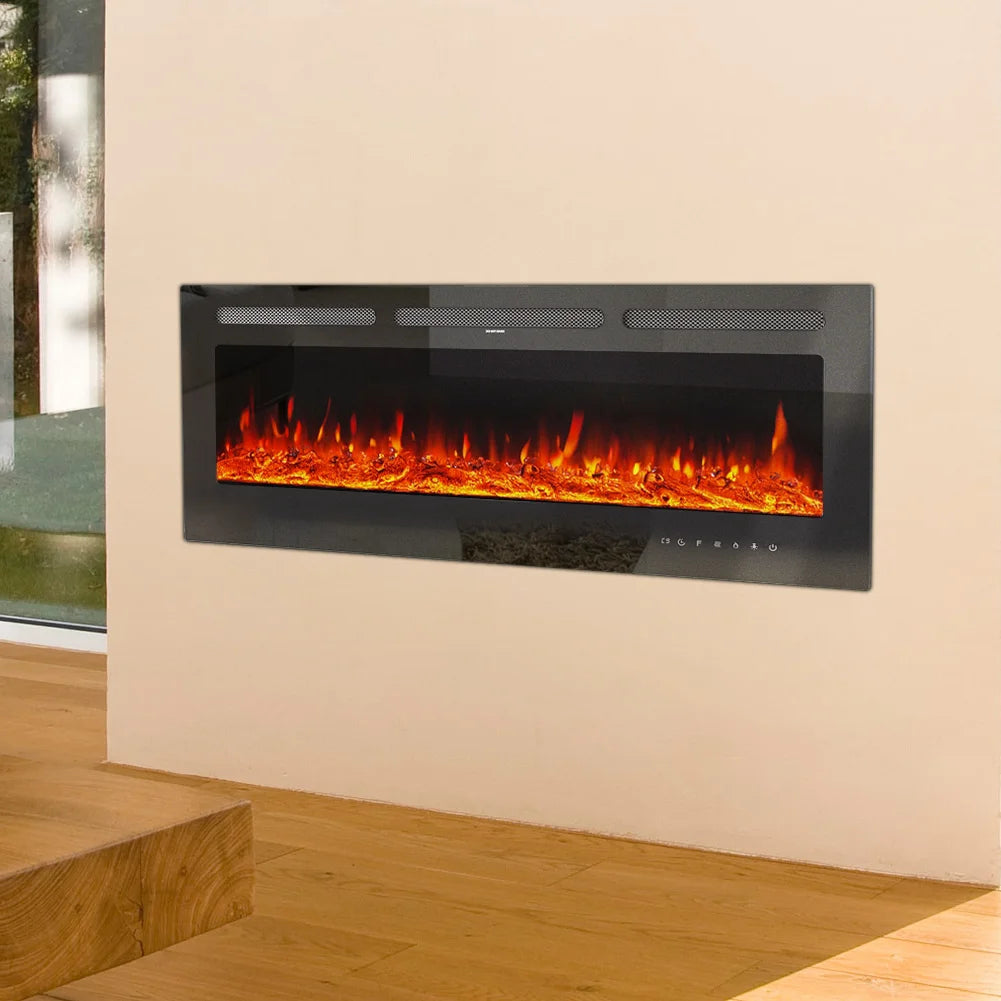Wall Mounted Electric Fire 50 Inch — Recessed, 12 Flame Colours