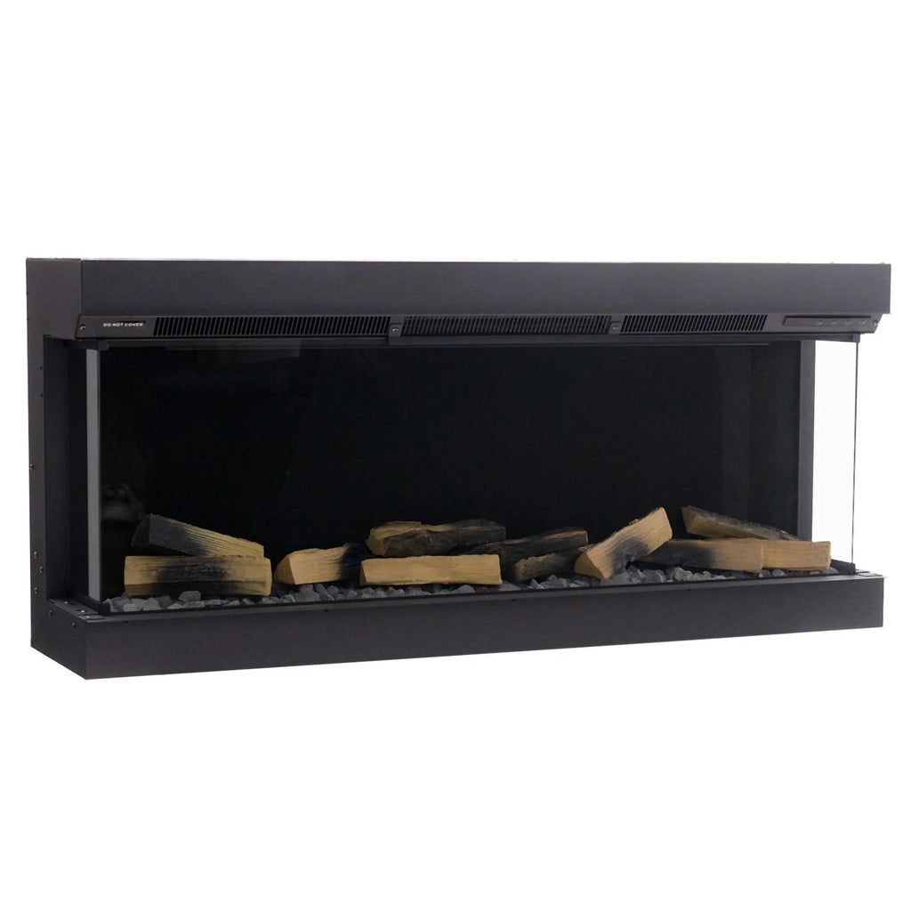 3-Sided Media Wall Fireplace — Smart Electric Fire, 50/60 Inch