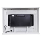 Electric Fireplace Insert 34 Inch — White Wooden Mantel, Recessed