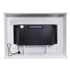 Electric Fireplace Insert 34 Inch — White Wooden Mantel, Recessed