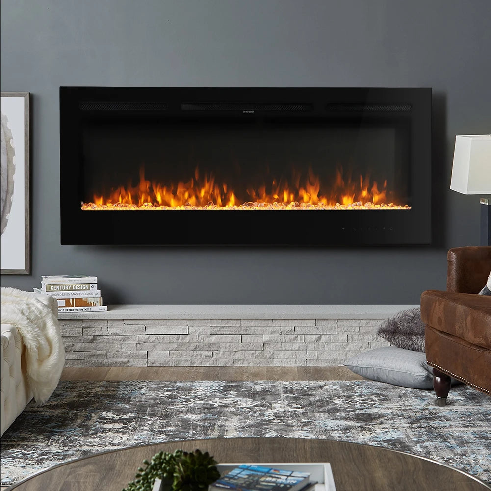Wall Mounted Electric Fire 50 Inch — Recessed, 12 Flame Colours