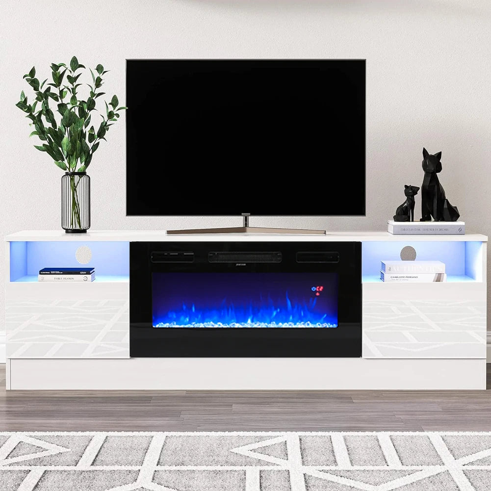 Fireplace TV Stand 36 Inch — Closed Storage, 3 Flame Colours