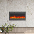 Wall Mounted Electric Fire 40 Inch — Recessed, Pebbles & Charcoal, 9 Flame Colours