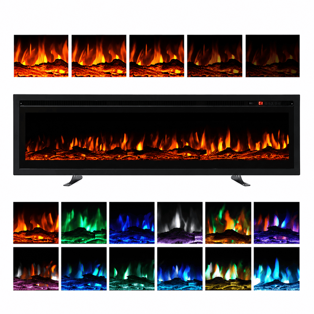 Wall Mounted Electric Fire 60 Inch — 12 Flame Colours