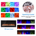 Recessed Wall Mounted Electric Fire — 50 Inch, 12 Flame Colours