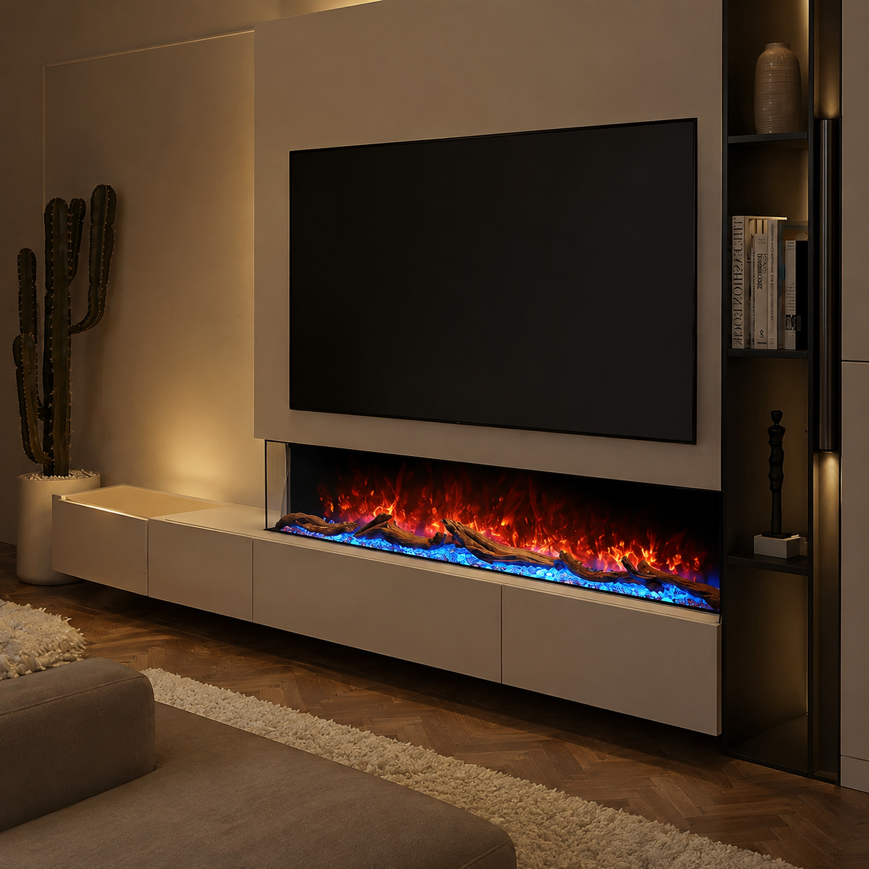 Wide Electric Fire — The Cullinan 3 Sided, Media Wall Statement