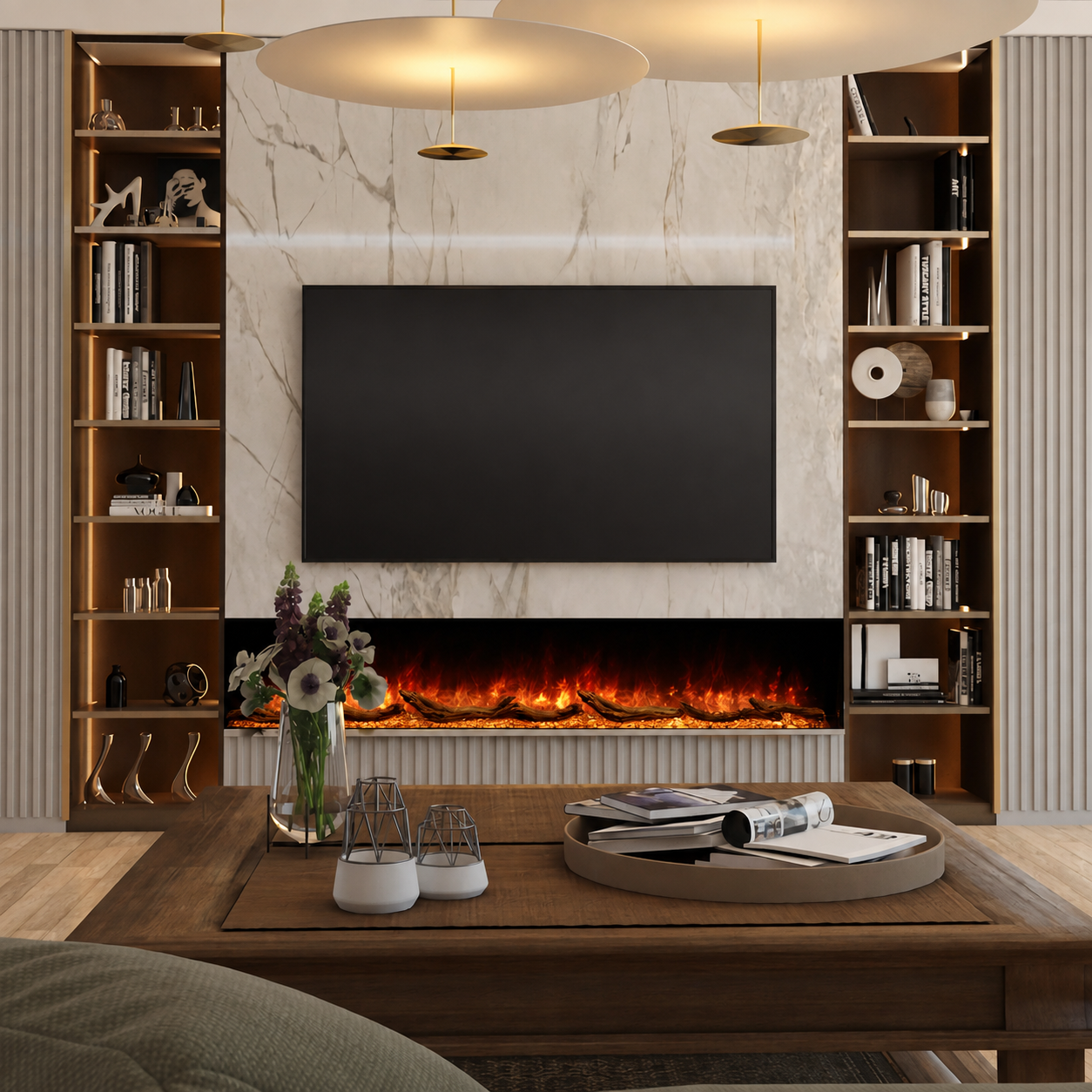 Wide Electric Fire — The Cullinan 3 Sided, Media Wall Statement