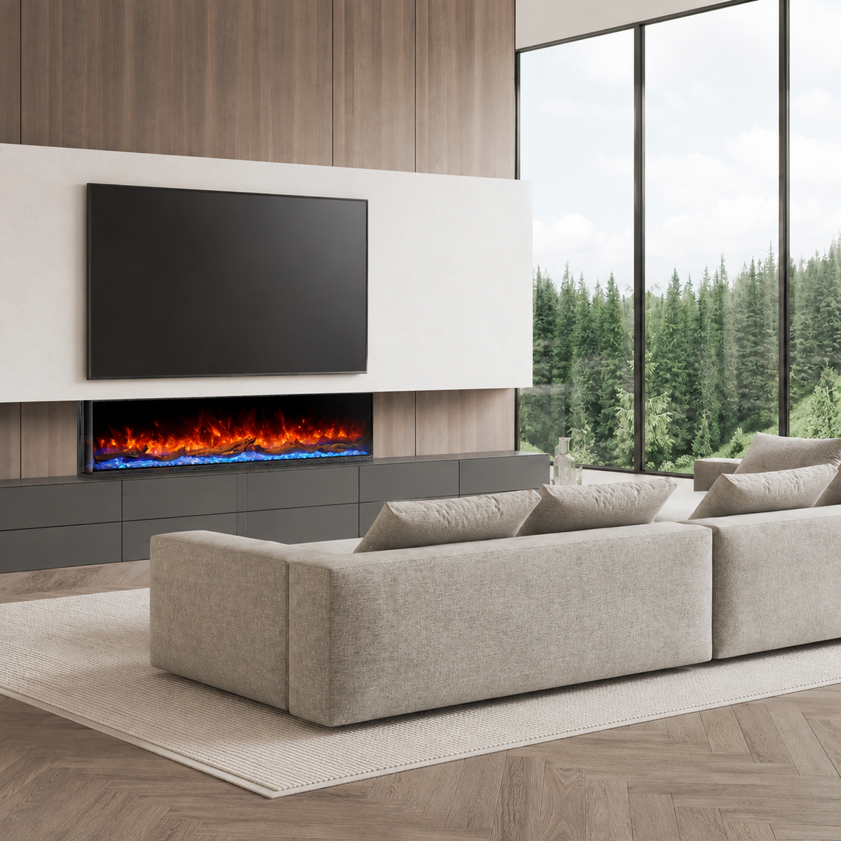 Wide Electric Fire — The Cullinan 3 Sided, Media Wall Statement