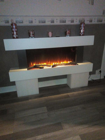 Customer review from Gil Valimar for Freestanding Electric Fireplace 50 Inch — Contemporary Wall Mounted Mantel, White