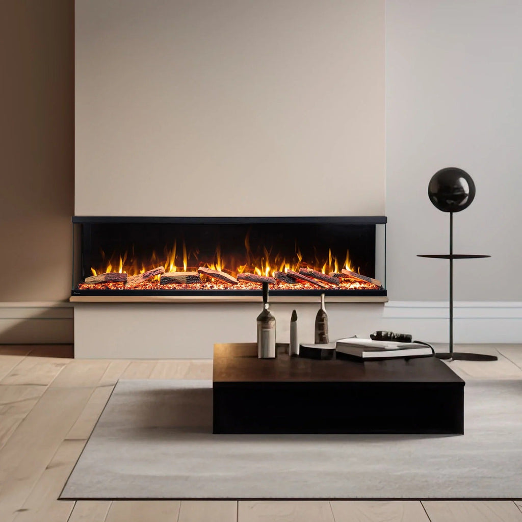 Freestanding Electric Fire 50 Inch — 3-in-1 Recessed & Wall Mounted, 9 Flame Colours