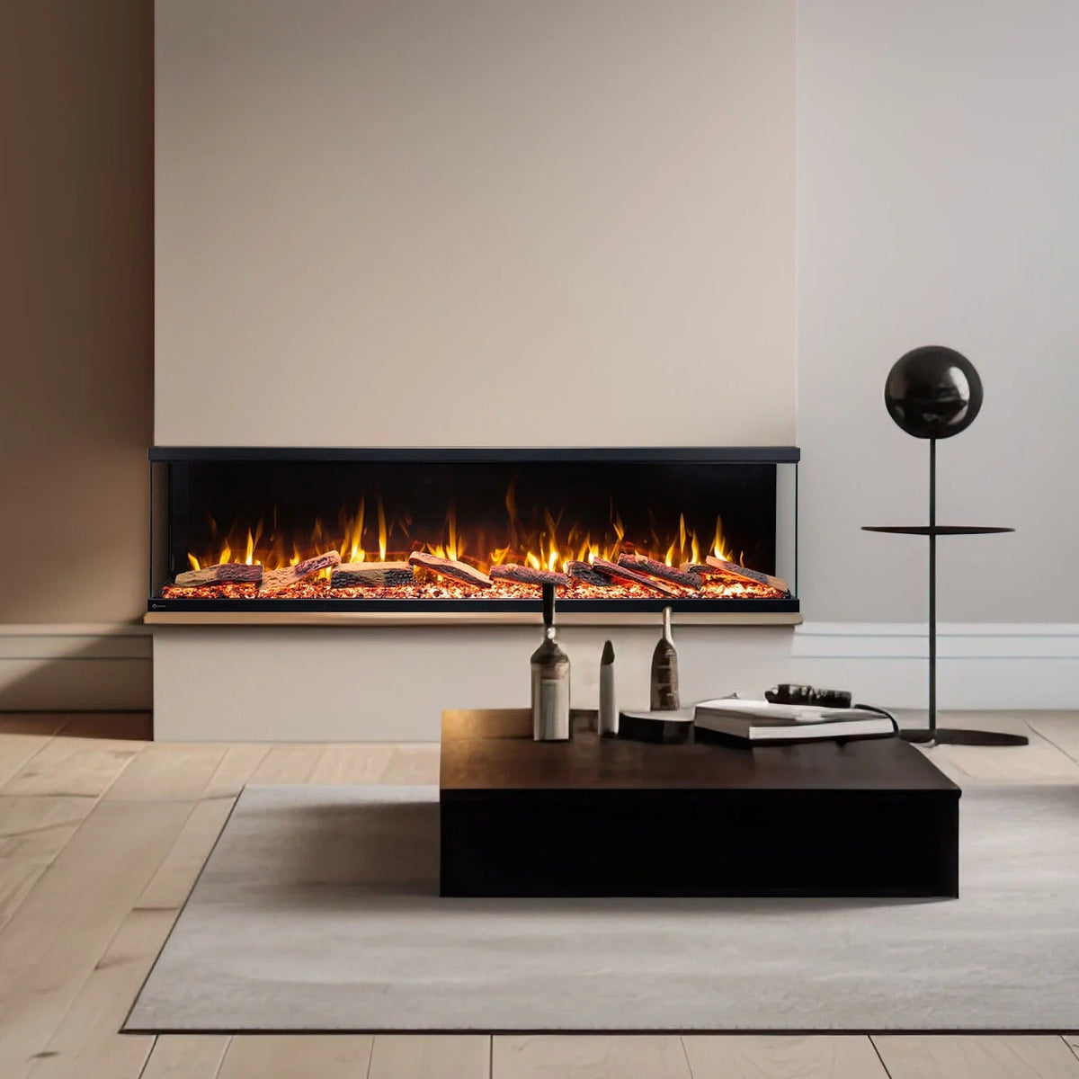Freestanding Electric Fire 50 Inch — 3-in-1 Recessed & Wall Mounted, 9 Flame Colours