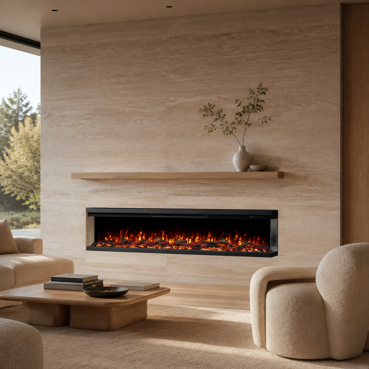 3 Sided Electric Fire for Media Wall — Luxion Panoramic