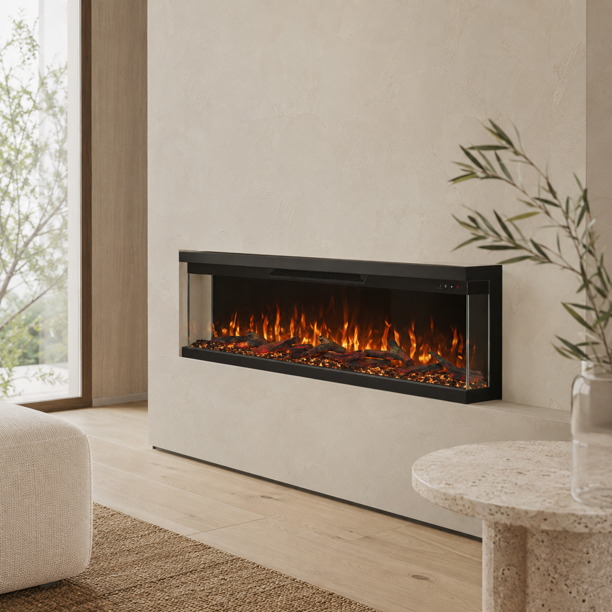 3 Sided Electric Fire for Media Wall — Luxion Panoramic
