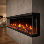 3 Sided Electric Fire for Media Wall — Luxion Panoramic
