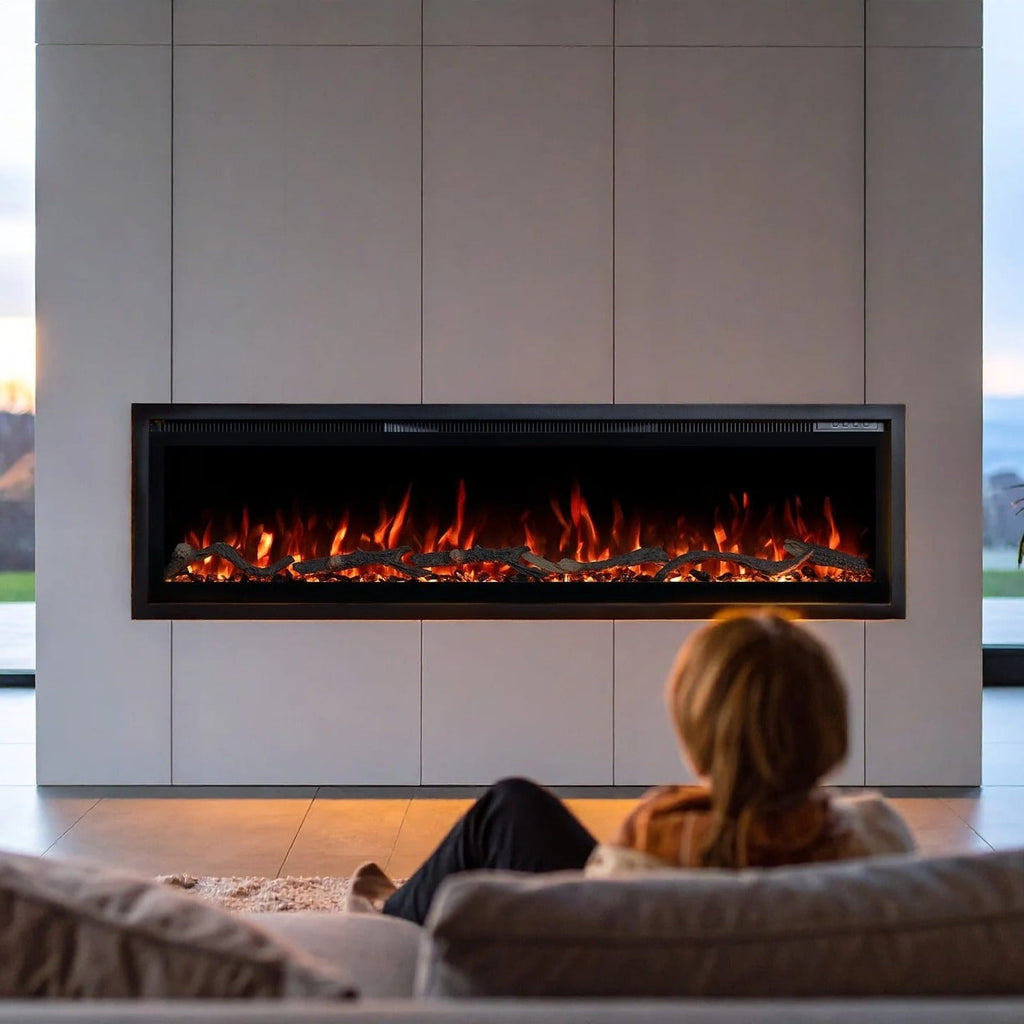 Wall Mounted Electric Fire 60 Inch — 12 Flame Colours
