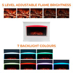 Electric Fireplace Insert 34 Inch — White Wooden Mantel, Recessed