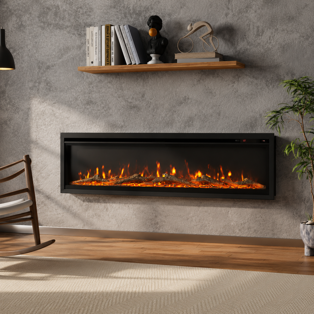 Ultra Slim Wall Mounted Electric Fire 50 Inch