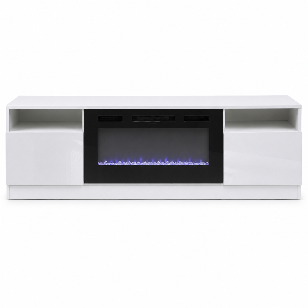 Fireplace TV Stand 36 Inch — Closed Storage, 3 Flame Colours