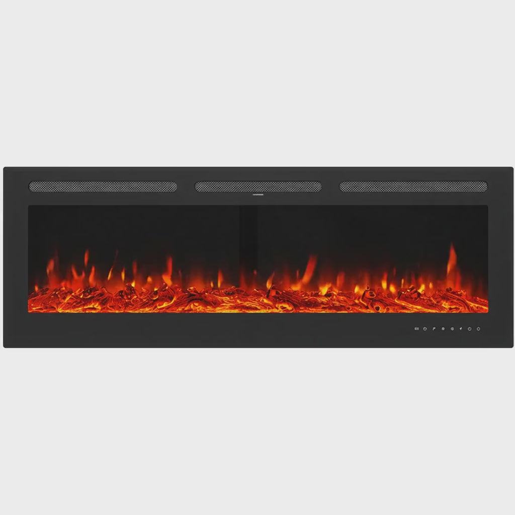 Recessed Wall Mounted Electric Fire — 50 Inch, 12 Flame Colours