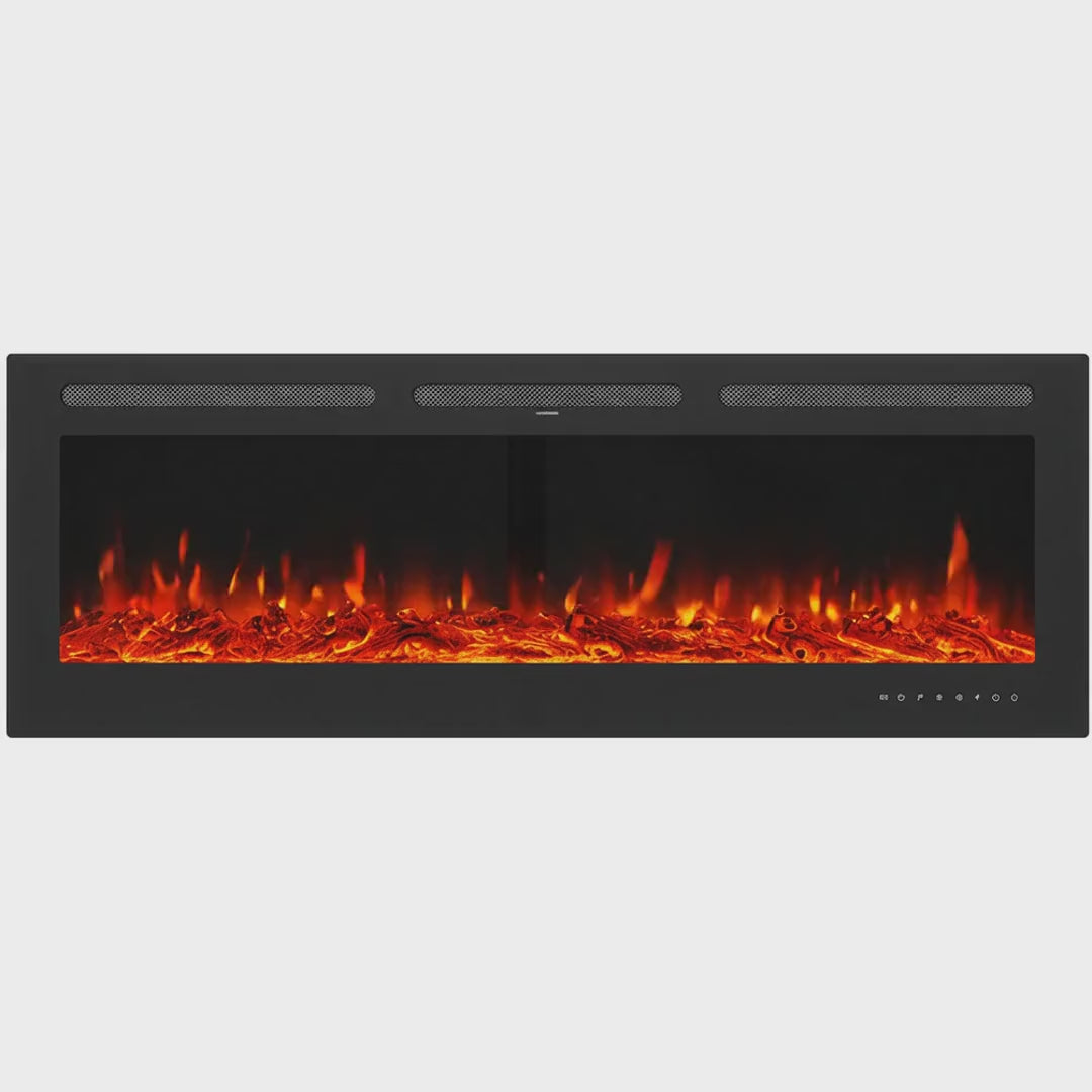 Recessed Wall Mounted Electric Fire — 50 Inch, 12 Flame Colours