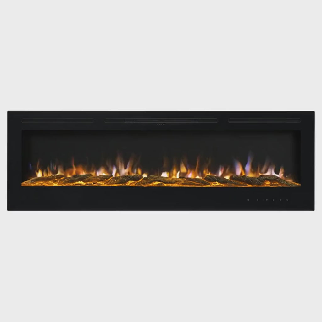 Wall Mounted Electric Fire 70 Inch — Recessed, 12 Flame Colours
