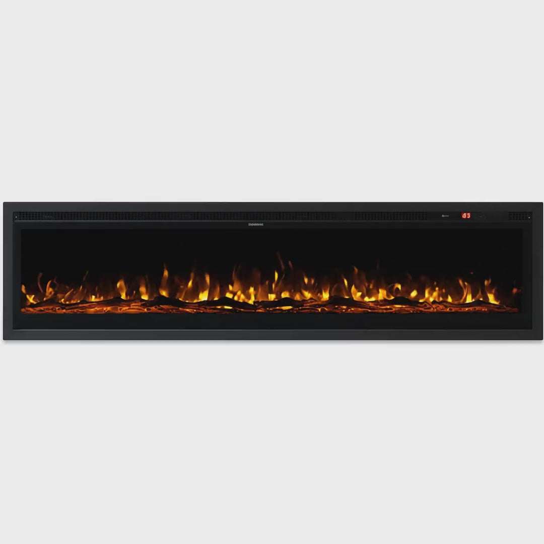 Wall Mounted Electric Fire 60 Inch — 12 Flame Colours