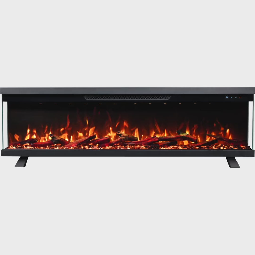 3 Sided Electric Fire for Media Wall — Luxion Panoramic