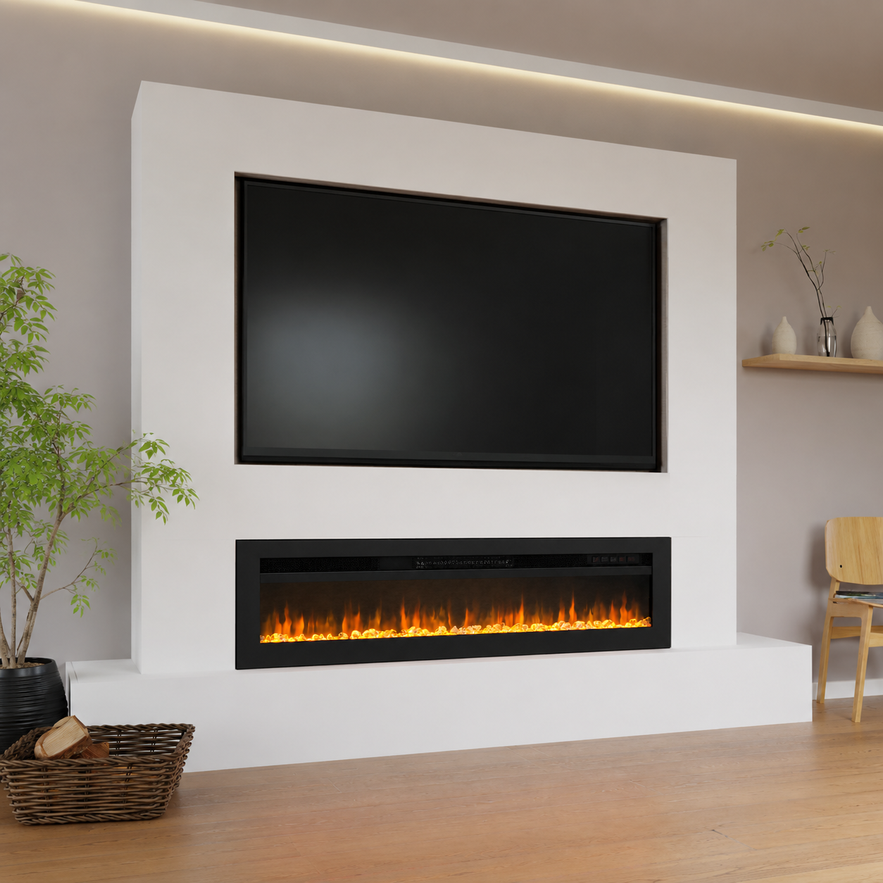 Freestanding Electric Fire 70 Inch