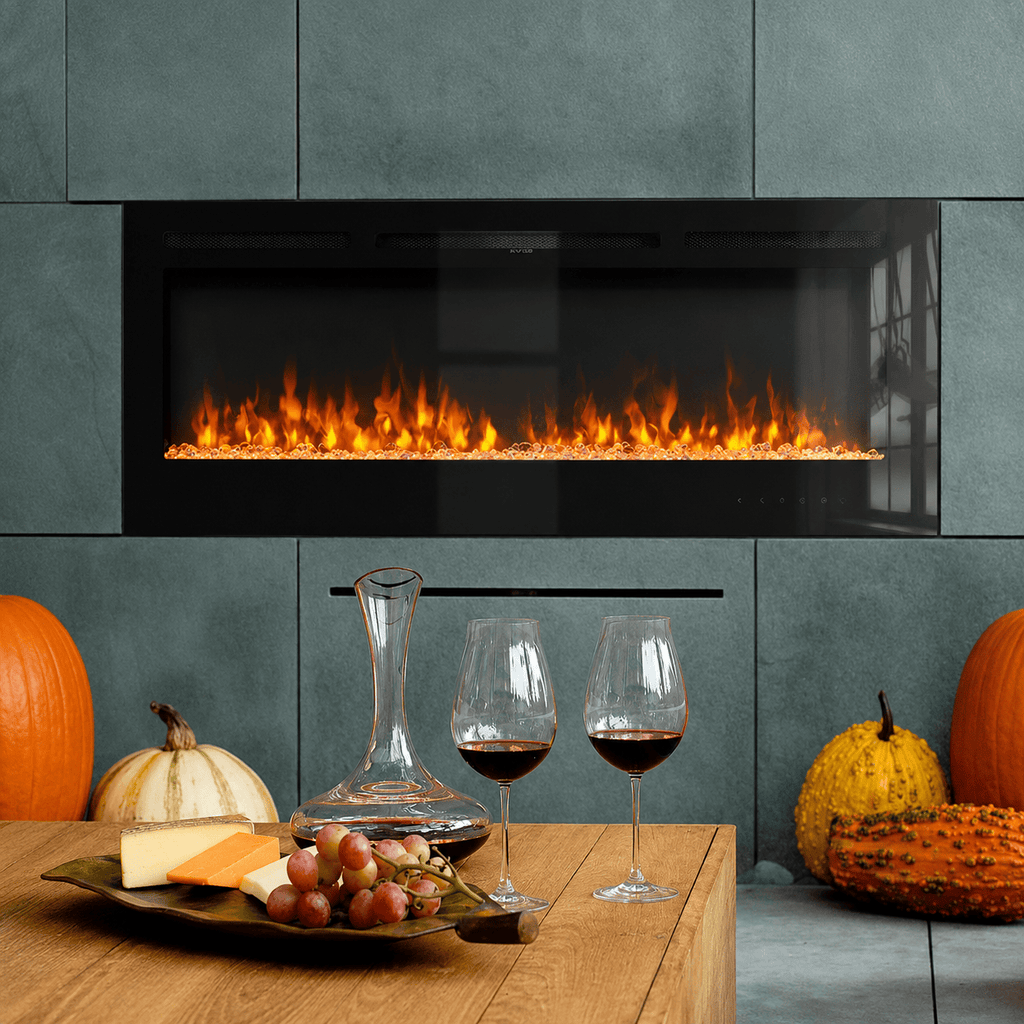 Wall Mounted Electric Fire 70 Inch — Recessed, 12 Flame Colours