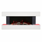 Freestanding Electric Fireplace 50 Inch — Contemporary Wall Mounted Mantel, White, WiFi Smart Control